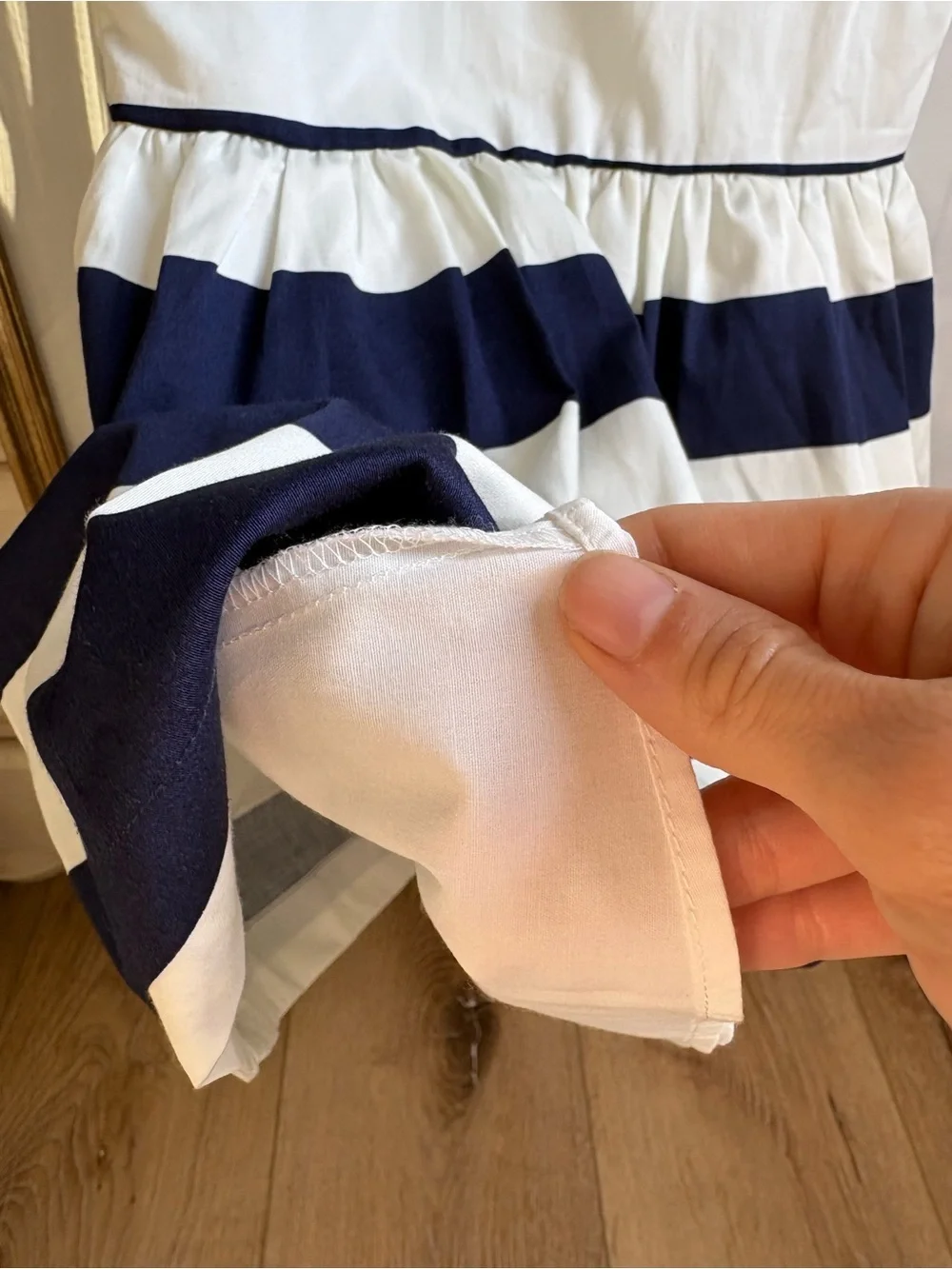 J crew Navy and White Striped Sleeveless Girls' Dress